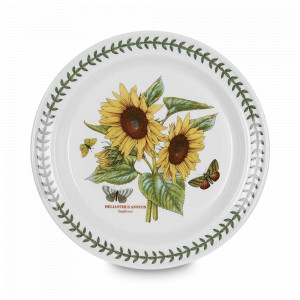 Тарелка обеденная «Подсолнух», 25 см, фаянс, белый, декор, серия Botanic Garden, PORTMEIRION, Великобритания, Красивые тарелки для сервировки