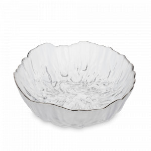 Салатник, 1200 мл, 21 см, стекло с серебристым кантом, Мятая фактура, серия Piano, ANNA LAFARG, Китай, Салатники, чаши сервировочные