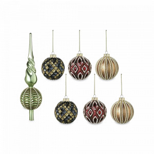 Набор из 7-х ёлочных украшений Шарики Vitrage, 9.1 см, стекло, серия New Year Essential, TKANO, Россия, Декор для дома TKANO