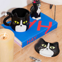 Поднос декоративный, 10 х 10 см, керамика, черный, белый, серия Cat, DOIY, Испания_00822820052774459849.jpg