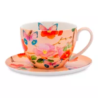 Пара чайная Камелии, 400 мл, фарфор, розовый, декор, серия Экзотика, MAXWELL WILLIAMS, Австралия, 