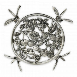 Подставка под турку «Стрекоза», латунь, серия Летний сад, Кольчугинский Мельхиор, Россия, Металлические подставки под горячее