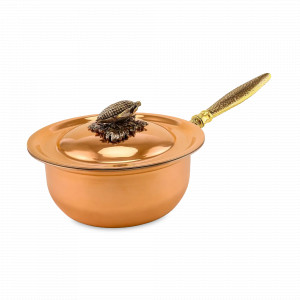 Сотейник с крышкой «Кукуруза», 20 см, 1.5 л, медь, латунь, серия Медная посуда, Кольчугинский Мельхиор, Россия, Медные сотейники