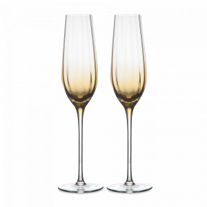Набор из 2-х бокалов для шампанского Amber, 225 мл, 26.7 см, стекло, желтый, серия Gemma, LIBERTY JONES, Россия, Бокал-флейта для шампанского