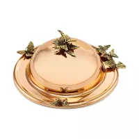 Маслёнка «Бабочки», медь, 15 х 20 см, серия Летний сад, Кольчугинский Мельхиор, Россия, 