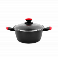 Кастрюля низкая с крышкой, 24 см, сталь, стеклоэмаль, черный, серия Kilauea, VITRINOR, Испания