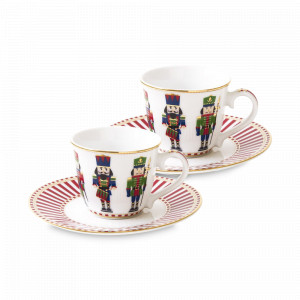 Набор из 2-х чашек для эспрессо с блюдцами, 80 мл, фарфор, серия Щелкунчик, EASY LIFE (R2S), Италия, Кофейные наборы в подарок мужчине