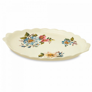 Блюдо овальное сервировочное, 39 х 27 х 3 см, керамика, белый, декор, серия Petali Di Primavera, NUOVA CER, Италия, NUOVA CER (Италия)