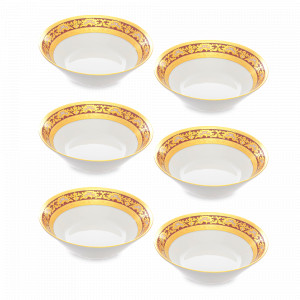 Набор из 6-ти салатников Bordeaux Gold, 19 см, фарфор, бордовый, золотой, серия Constanza Alena, FALKENPORZELLAN, Германия, Наборы фарфоровых салатников