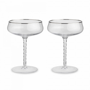 Набор из 2-х бокалов - креманок для шампанского, 280 мл, стекло с серебристым кантом, серия Rhapsody, ANNA LAFARG, Китай, Свадебные бокалы