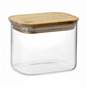 Банка для хранения, 600 мл, боросиликатное стекло, акация, прозрачный, серия Glass Acacia, SMART SOLUTIONS, Китай, Емкости для хранения сыпучих продуктов