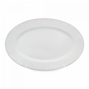 Блюдо овальное, 33 х 17 см, фарфор, белый, декор, серия Жемчуг, REPAST, Чехия, Блюда сервировочные REPAST