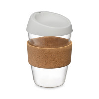 Кружка дорожная Cozy Cup, 350 мл, боросиликатное стекло, силикон, светло-серый, SMART SOLUTIONS, Россия