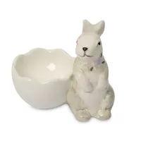 Подставка для яйца, 8 см, керамика, серый, декор, серия Brown Rabbit, ANNA LAFARG, Китай, 