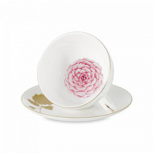 Пара чайная Миддлемист Flowers, 250 мл, костяной фарфор, белый, декор, серия Emily, ANNA LAFARG, Китай, Кружки и чашки ANNA LAFARG