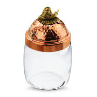 Банка для сыпучих продуктов «Чеснок», медь кованая, стекло,  920 мл, серия Медная посуда, Кольчугинский Мельхиор, Россия