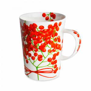 Кружка, 450 мл, костяной фарфор, белый, красный, серия Fil Rouge Bacche, TAITU, Италия, Дорогие кружки