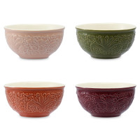 Набор из 4-х порционных салатников, 280 мл, 11 см, керамика, мультиколор, рельеф, серия English gardens, LIBERTY JONES, Россия
