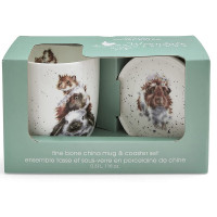 Кружка с подставкой «Свинка посередке», 310 мл, костяной фарфор, белый, декор, серия Wrendale Designs, ROYAL WORCESTER, Великобритания_00810000049208086103.jpg