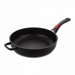 Сковорода глубокая, для индукционных плит, с антипригарным покрытием, диам. 28 см, высота 8 см, с двумя ручками, одна съемная ручка, литой алюминий, толщина дна 8 мм., серия Diamant Сlicca, OLYMPIA, Италия, Посуда алюминиевая