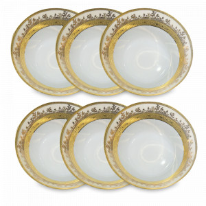 Набор из 6-ти салатников Cream Gold, 19 см, фарфор, бежевый, золотой, серия Constanza 9320, FALKENPORZELLAN, Германия, Наборы фарфоровых салатников