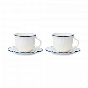 Набор из 2-х кофейных пар, 100 мл, фарфор, белый, синий, серия Santorini, LIBERTY JONES, Россия, Кофейные пары