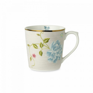 Кружка Cobblestone Pinstripe, 12 х 8.8 см, 0.35 л, фарфор, белый, бежевый, серия Pinstripe, Laura Ashley, Великобритания, LAURA ASHLEY (Великобритания)