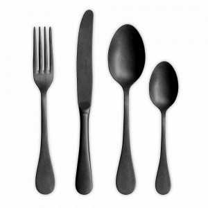 Набор столовых приборов 24 предмета, сталь. черный матовый, серия Rocco Black #6, HERDMAR, Португалия, Подарочные столовые приборы