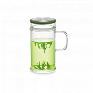 Кружка с фильтром и крышкой, 380 мл, боросиликатное стекло, нержавеющая сталь, SAMADOYO, Китай, Кружки с крышкой