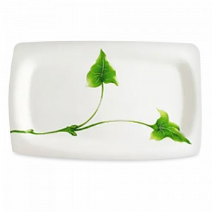 Блюдо прямоугольное, 43 х 26.5 см, фарфор, белый, зеленый, серия Vegetal, GUY DEGRENNE, Франция, Vegetal GUY DEGRENNE