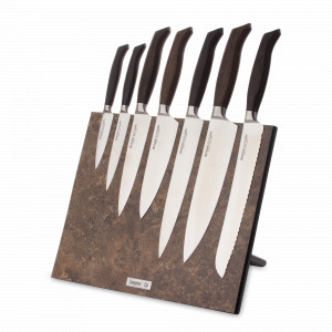 Набор кухонных ножей, 7 штук, на магнитной подставке ComposeEat, серия Ergo Line Smoked Oak, BERGER CUTLERY, Германия, Набор кухонных ножей премиум