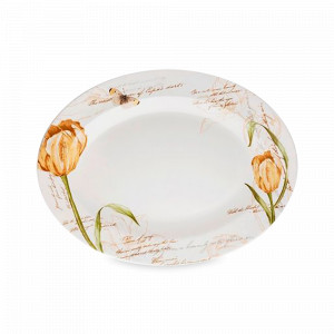Блюдо прямоугольное, 40 см, фарфор, белый, декор, серия Seraphine yellow, MIKASA, США, MIKASA (США)
