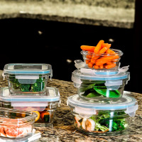 Контейнер круглый стеклянный, 150 мл, стекло, желтый, GLASSLOCK, Корея_00814020002740555881.jpg