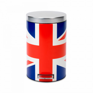 Контейнер для мусора с педалью, 12 л, нержавеющая сталь, декор Union Jack, BRABANTIA, Бельгия, Скидка до -20% на мусорные ведра Brabantia