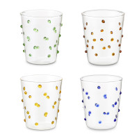 Набор из 4-х стаканов для воды/коктейлей Pom-pon, 425 мл, стекло, мультиколор, серия Orb, LIBERTY JONES, Россия