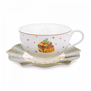 Пара чайная Magic time, 300 мл, фарфор, белый, декор, серия New Year, REPAST, Чехия, New Year REPAST