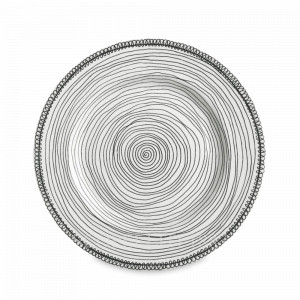 Тарелка десертная, 21,5 см, костяной фарфор, белый, черный, серия Ferri, TAITU, Италия, Тарелки черные