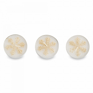 Свеча чайная «Снежинка», 3 предмета, 5 см, парафин, блестки, золотистый, серия New Year, ANNA LAFARG, Китай, Свечи