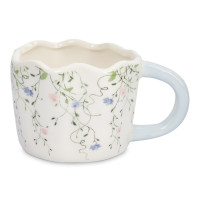 Кружка Цветы, 460 мл, фарфор, белый, голубой, серия Mint flowers, ANNA LAFARG, Китай