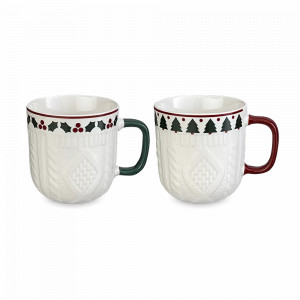 Набор из 2-х кружек Warm Celebration, 400 мл, фарфор, белый, декор, серия New Year Essential, TKANO, Россия, Большие кружки