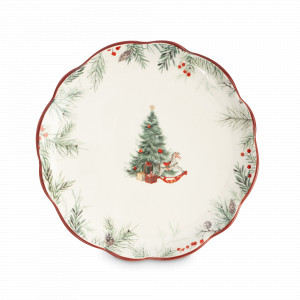 Тарелка закусочная «Лошадка у елки», 20 см, керамика, белый, красный, серия Festival, ANNA LAFARG, Китай, Тарелки десертные