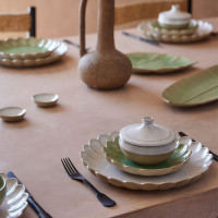 Тарелка десертная Eucalyptus, 19 см, керамика, зеленый, бежевый, серия Marrakesh, COSTA NOVA, Португалия_00816860070945632008.jpg