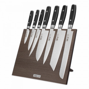 Набор кухонных ножей, 7 штук, на магнитной подставке ComposeEat (коричневая), серия RAN, YAXELL, Япония, YAXELL (Япония)