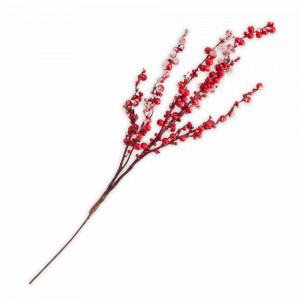 Декор ветка «Красные заснеженные ягоды», 60 см, пластик, пенопласт, красный, серия Interiors, ANNA LAFARG, Китай, Новогодний Декор ANNA LAFARG