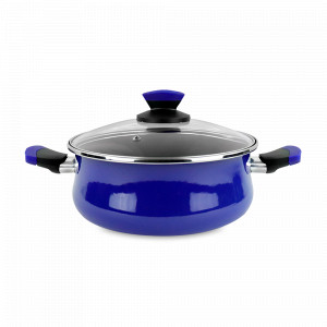 Кастрюля низкая с крышкой, 20 см, 3.5 л, сталь, стеклоэмаль, синий, серия Danubio, VITRINOR, Испания, Посуда антипригарная