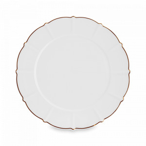 Тарелка обеденная «Лотос», 26.5 см, костяной фарфор, белый, золотой, серия Emily, ANNA LAFARG, Китай, ANNA LAFARG (Китай)