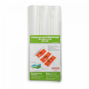 Рулон для вакуумной упаковки, 3 штуки, размер: 28 х 300 см, материал: полиэтилен, STATUS, Словения, STATUS (Словения)
