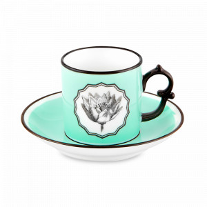 Пара кофейная, 97 мл, фарфор, зеленый, серия Herbariae, VISTA ALEGRE, Португалия, Кофейные пары