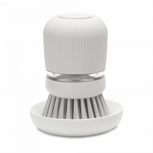 Щетка для мытья посуды с дозатором моющего средства, 10,5 х 8,5 см, пластик, нейлон, светло-серый, серия Sink Side, BRABANTIA, Бельгия, Органайзеры для раковины