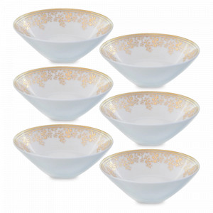Набор из 6-ти салатников Cream Gold, 19 см, фарфор, белый, золотой, серия Constanza Sophie, FALKENPORZELLAN, Германия, Наборы фарфоровых салатников